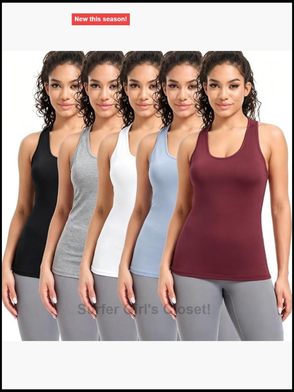5 Pack Women's Compression Tank Tops Racerback Sleeveless Quick-Dry Athletic